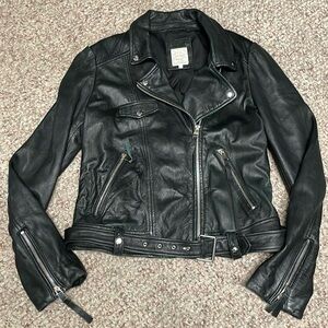 Zara real leather moto style jacket
